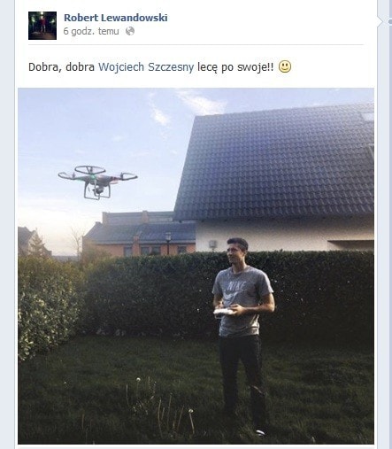 Facebook reply by Robert Lewandowski in Polish — "Dobra, dobra Wojciech Szczęsny lecę po swoje!!" ("All right, all right, Wojciech Szczęsny, I'm coming to get mine!!").