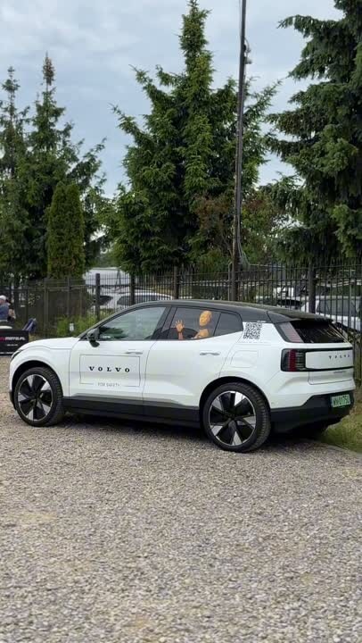 The electric Volvo EX30 presented at an outdoor event