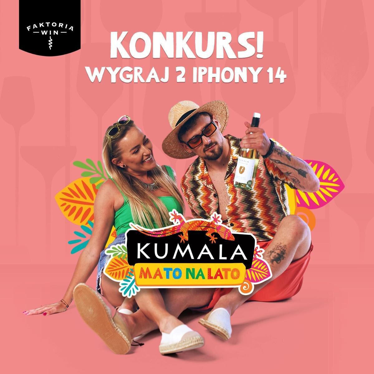 Konkursowa kreacja Faktorii Win z winami Kumala i nagrodami — dwa iPhone’y 14