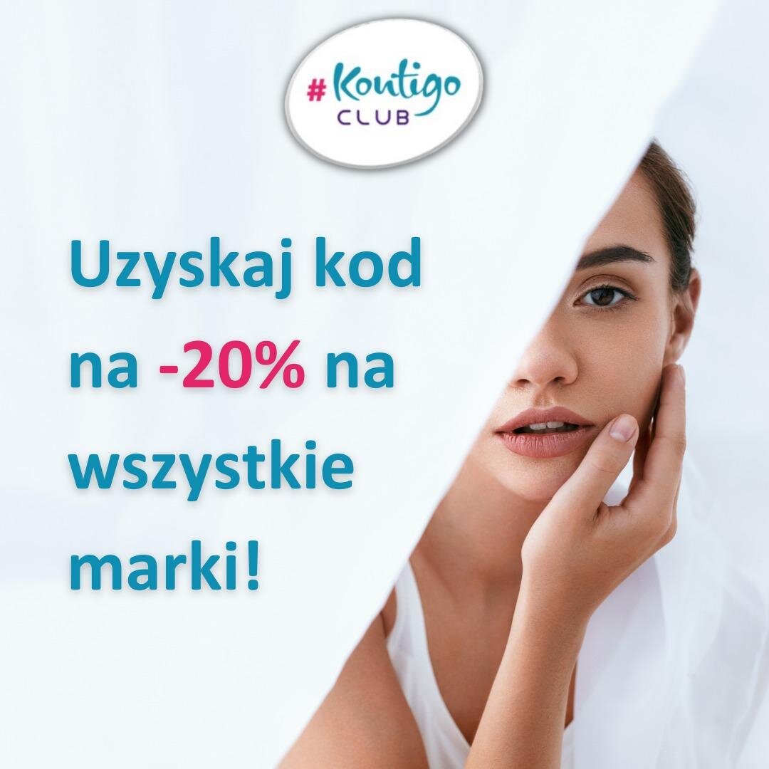 Kreacja #KontigoCLUB z hasłem „Uzyskaj kod na -20% na wszystkie marki!”
