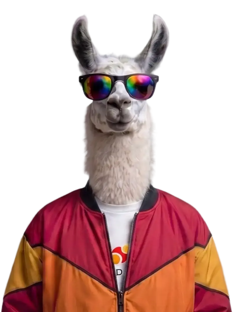 Lama w okularach przeciwsłonecznych — maskotka Social Lama